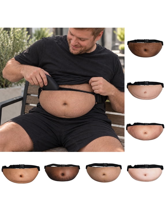 Novelty Belly Fanny Pack, Funny Waist Bag with Adjustable Strap, Gag Gift for Parties,H#12