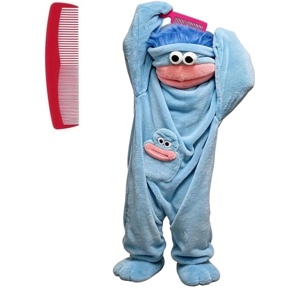 Novelty Big Mouth Monster Onesie With Comb, Fleece Cozy Snuggle Goof Pajamas, for Family Loungwear Halloween Cosplay, No Shoes Included., Blue, 120