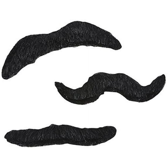Novelty Black Halloween Adhesive Fake Costume Moustache (3 pieces)