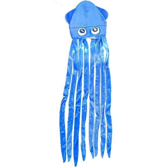 Novelty Blue Lite Up Squid With Long Tentacles Party Hat Cap Costume Accessory
