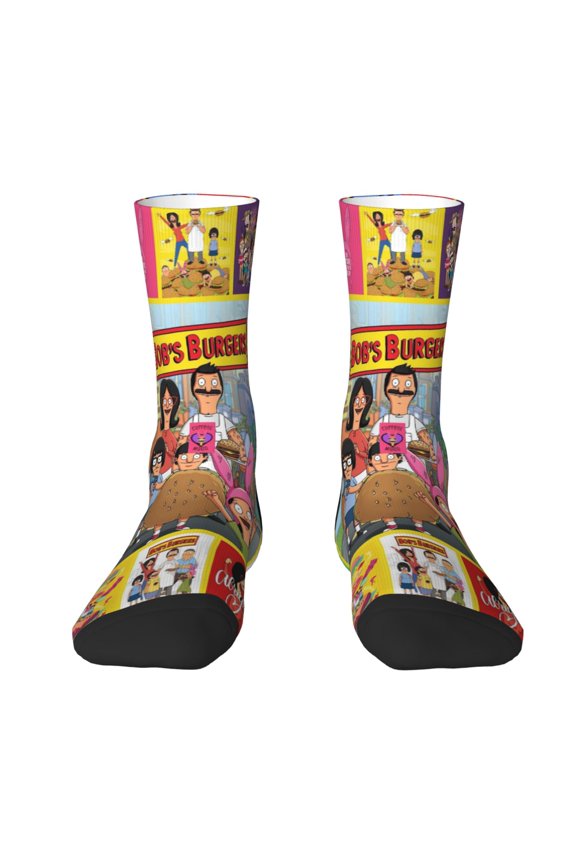 Novelty Bob's Bur-Ger Crew Socks Casual Funny Dress Socks For Women Men Teens Gift