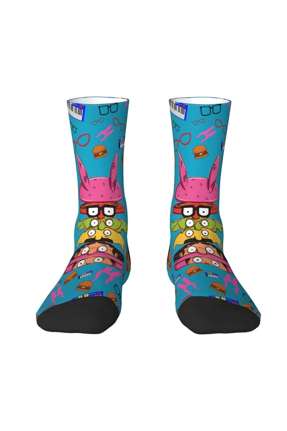 Novelty Bob's Bur-Ger Crew Socks Casual Funny Dress Socks For Women Men Teens Gift