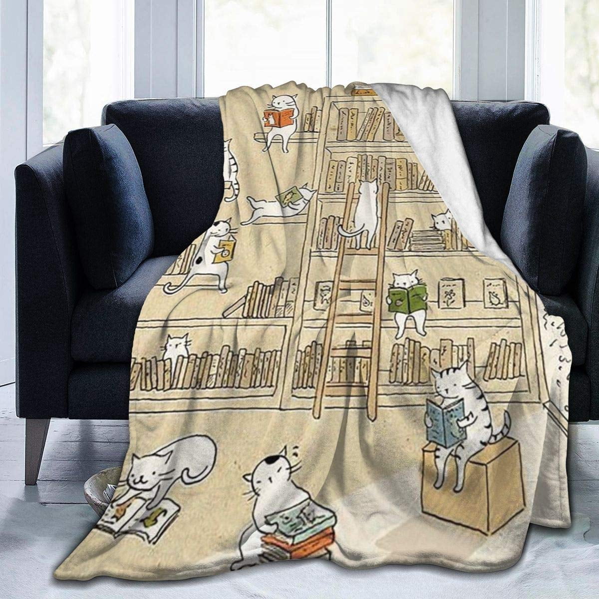 Novelty Book Cat Blankets and Throws Soft Light Weight Blanket