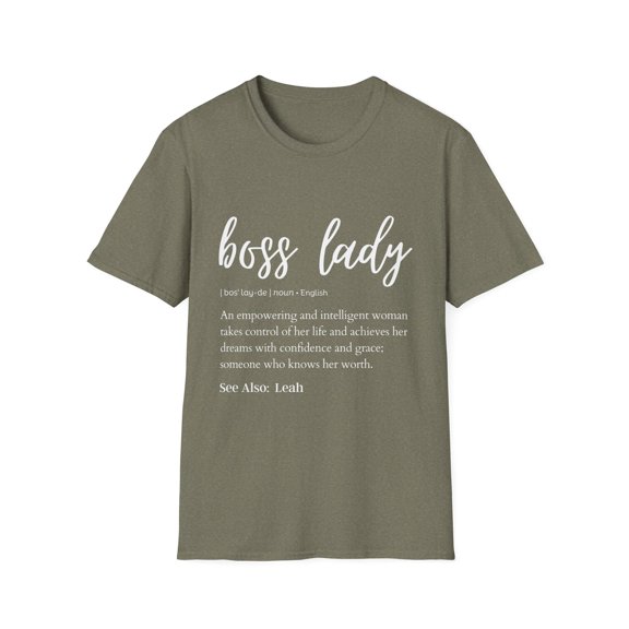 Novelty Boss Lady Definition Leah Wife Girl Business Cute Name Leah Empowerment Daughter Women Gag Unisex Softstyle T-Shirt