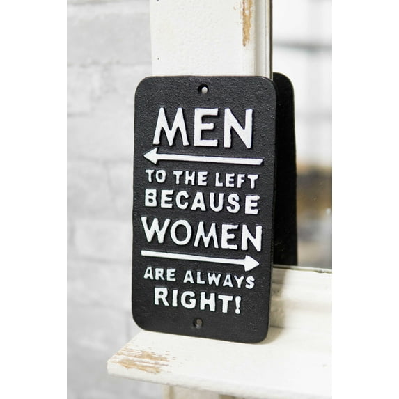 Novelty Cast Iron Men Left Women Always Right Funny Restroom Bar Wall Door Sign