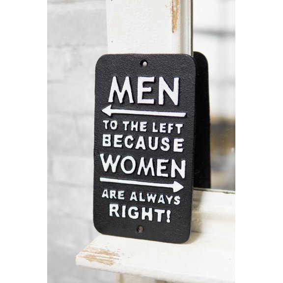 Novelty Cast Iron Men Left Women Always Right Funny Restroom Bar Wall Door Sign