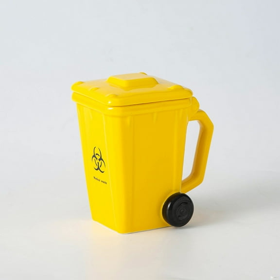 Novelty Ceramic Bin Mug | 3D Recycling Bin Shaped Cup | ABS Material | 20x20x16cm | Yellow Red Green Blue Gray Options | 1 Piece