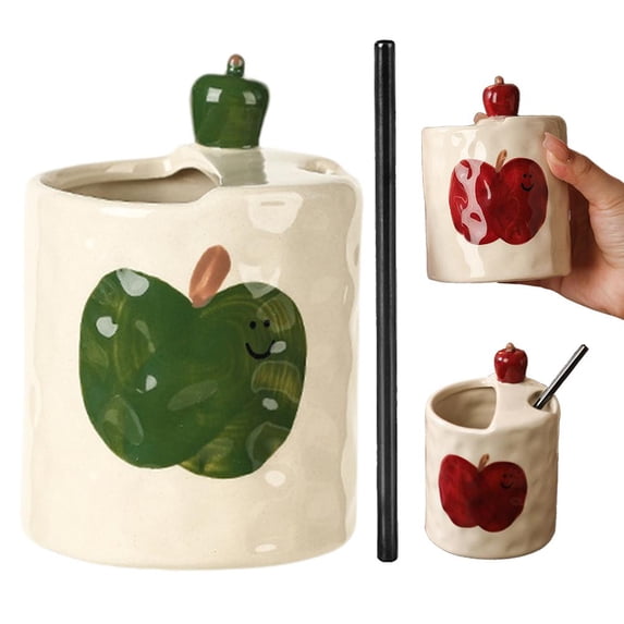 Novelty Ceramic Coffee Mug Designed, 10oz Retro Hand-Painted Ceramic Travel Mug, Microwave & Dishwasher Safe, Perfect Present for Coffee Lovers