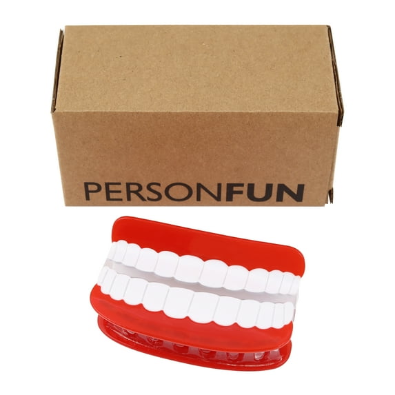 Novelty Chattering Teeth Hair Claw Clip Red and White, Dental Themed Hair Accessory for Women Girls Gift