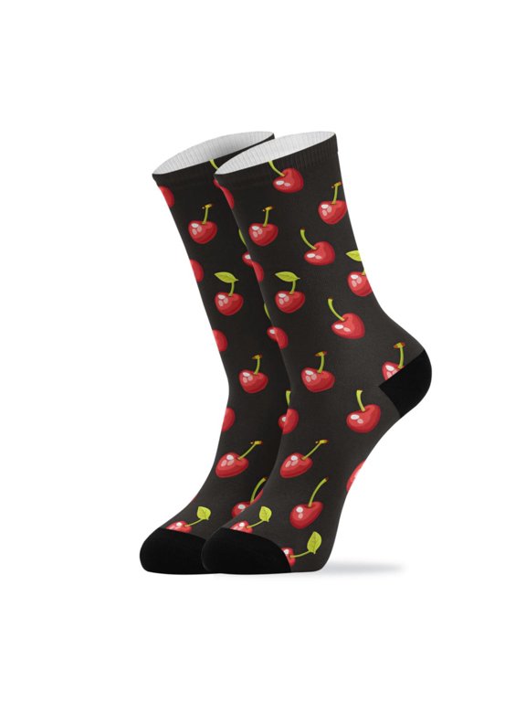 Novelty Cherry Crew Socks for Women Men Soft Stretchy Breathable Unisex Casual Socks One Size Funny Crazy Gift Socks