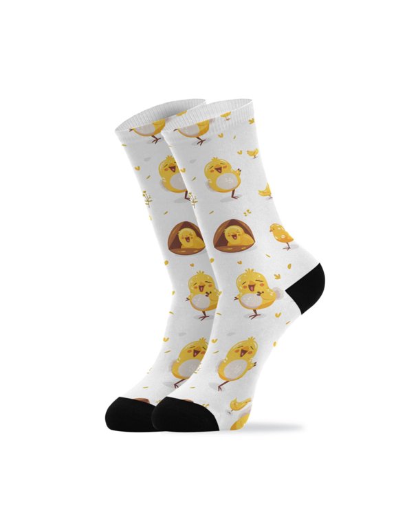 Novelty Chick Sing Crew Socks for Women Men Soft Stretchy Breathable Unisex Casual Socks One Size Funny Crazy Gift Socks