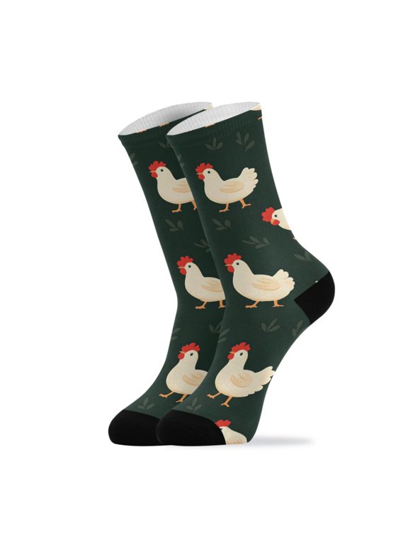 Novelty Chick Two Crew Socks for Women Men Soft Stretchy Breathable Unisex Casual Socks One Size Funny Crazy Gift Socks