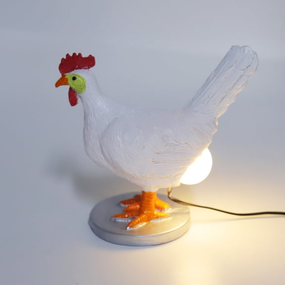 Novelty Chicken Laying Egg Light Realistic Resin LED Hen Egg Lamp Cute Night Lights