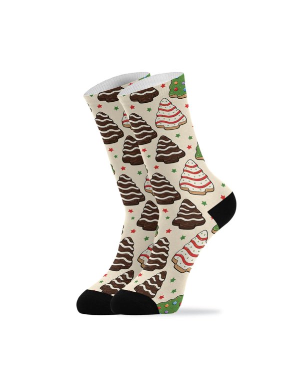Novelty Christmas Cookies Crew Socks for Women Men Soft Stretchy Breathable Unisex Casual Socks One Size Funny Crazy Gift Socks