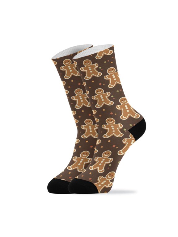 Novelty Christmas Gifts Christmas Cookies Crew Socks for Women Men Soft Stretchy Breathable Unisex Casual Socks One Size Funny Crazy Gift Socks
