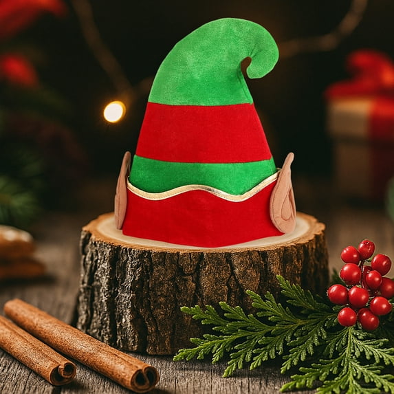 Novelty Christmas Hats for Holiday Party and Decor, Green Cloth Christmas Hat with Festive Design, Adjustable Size Hat for Adults and Children, Perfect for Christmas Parties and Themed Events