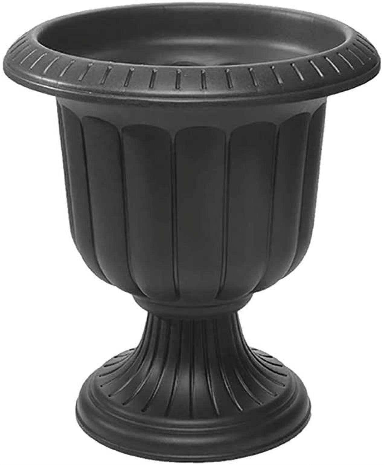 Classic Black Plastic Grecian Urn Planter, 19-Inch