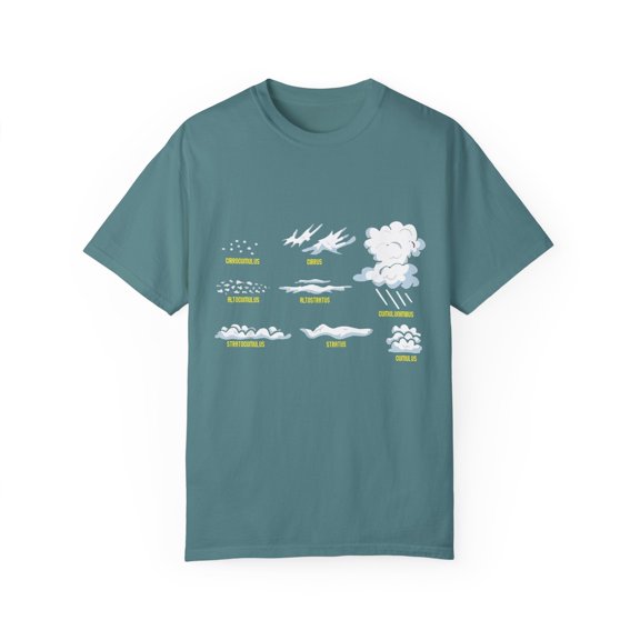 Novelty Clouds Types Meteorology Educators Gift | Funny Climatology Illustration Men Women Unisex Garment-Dyed T-shirt