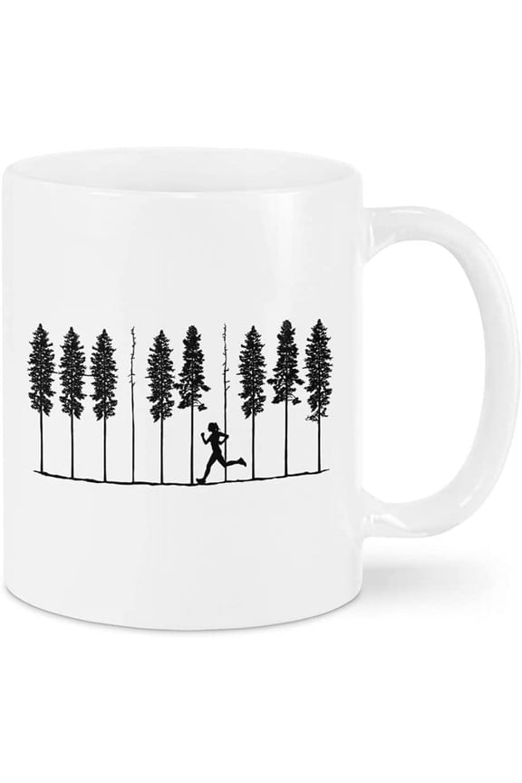 Novelty Coffee Mug For Runner Son Daughter Besties From Family Friends Girl Running In Forest Tree White Ceramic Cup 11 15oz Male Female Marathon Runner Gifts For Birthday Christmas Xmas