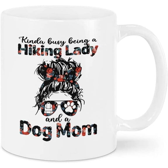 Novelty Coffee Mug For Mom From Family Friends Funny Hiking Gifts Kinda Busy Being A Lady And A Dog Mom White Ceramic 11 15oz Tea Cup Gifts For Women On Birthday Christmas Mothers Day