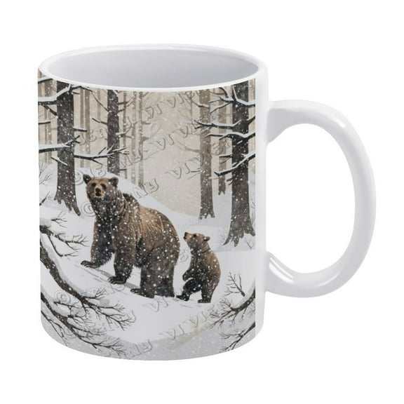 Novelty Coffee Mug - Winter Bear Ceramic Coffee Mug Water Cup 330 ml / 11 oz Funny Novelty Gift for Women Girls
