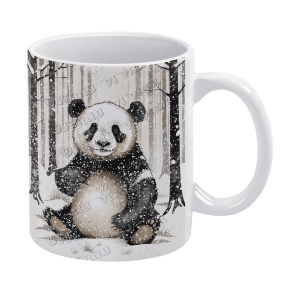 Novelty Coffee Mug - Winter Panda Ceramic Coffee Mug Water Cup 330 ml / 11 oz Funny Novelty Gift for Women Girls