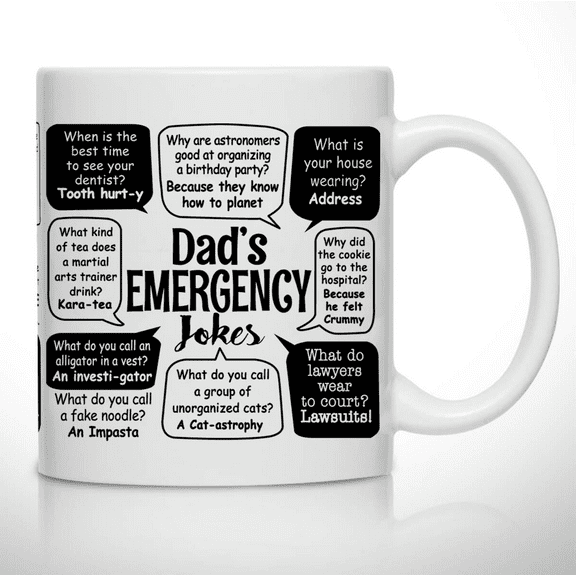 Novelty Coffee Mug for Dad - Wrap Around Print - Dad Jokes Gift Idea for Fathers
