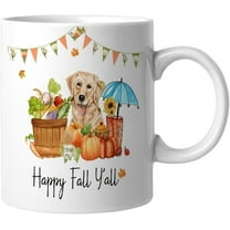Novelty Coffee Mugs 11 Oz Porcelain Mugs with Handle Happy Fall Y'all Dog Great for Tea Cocoa Or Hot Chocolate Microwave Safe Christmas Housewarming Birthday Gifts