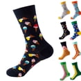 thumbnail image 1 of Novelty Colorful Food Pattern Crew Socks, Fun Cartoon Printed Fashion Mid Calf Socks for Men Women Daily Matching B, 1 of 3
