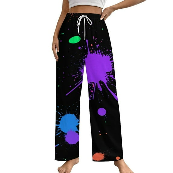 Novelty Colorful Neon Paint-2 Pajamas For Women Loose Retro Night Pajama Pants Comfortable Sleepwear Bottoms Homewear