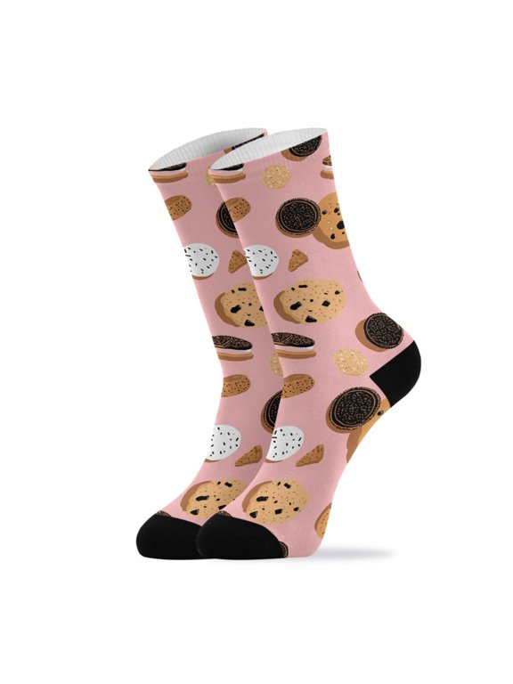 Novelty Cookies Crew Socks for Women Men Soft Stretchy Breathable Unisex Casual Socks One Size Funny Crazy Gift Socks