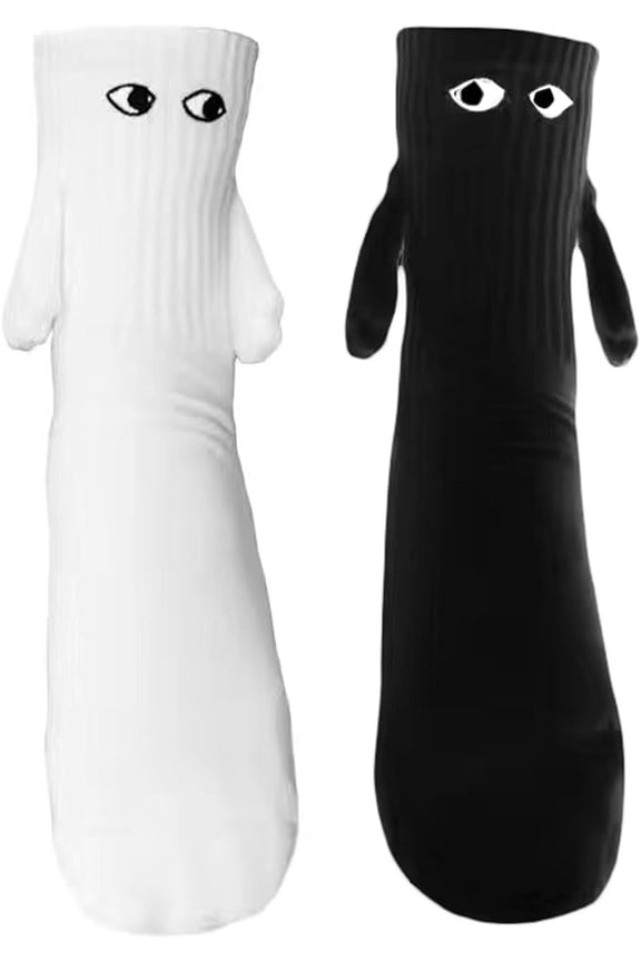 Novelty Couple Holding Hands Socks, Funny Women Men Magnetic Mid-Tube Socks for for Couples Friends Sisters Lovers