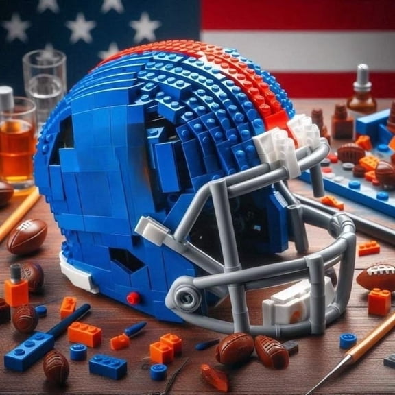 Novelty Creative Ball Team Helmet Building Block Set, Building Blocks Collectibles Gifts for Sports Fans Enthusiasts