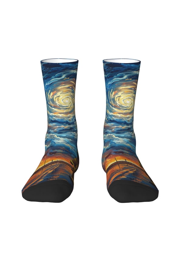 Novelty Crew Socks Crazy Unisex Dress Socks Funny Fun Gifts , Firefighter Cartoon Sky Art