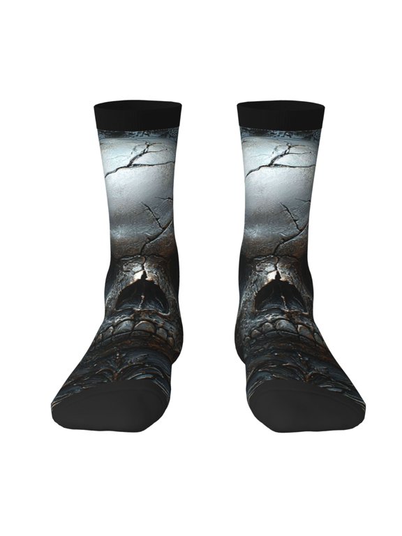 Novelty Crew Socks Crazy Unisex Dress Socks Funny Fun Gifts , Gothic Satanic Skull Rose
