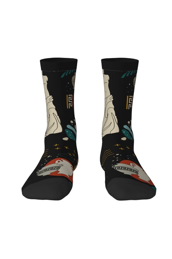Novelty Funny Crew Socks Casual Crazy Socks for Men Women , Greek Antique Statues