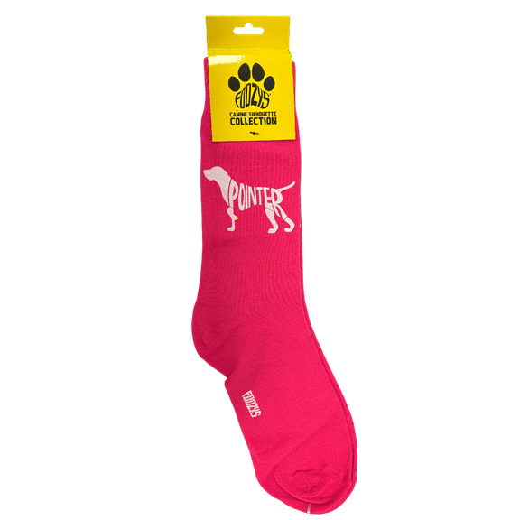 Novelty Crew Socks with Silhouette Pointer Dog Print, One Size Fits Most Women 4–10, Men 6–12, Funny, Cute Gift Idea for Dog Lovers, Comfortable, Stylish, Perfect for Daily Wear, Pink