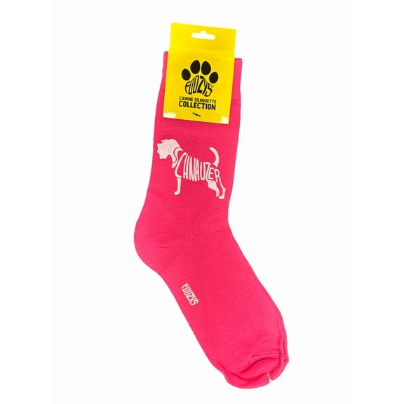 Novelty Crew Socks with Silhouette Schnauzer Dog Print, One Size Fits Most Women, Men, Funny, Cute Gift Idea for Dog Lovers, Comfortable, Stylish, Perfect for Daily Wear, Pink