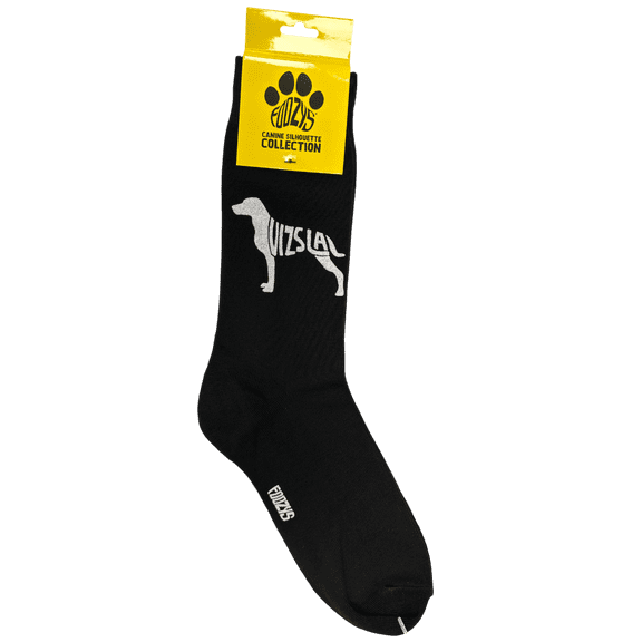 Novelty Crew Socks with Silhouette Vizsla Dog Print, One Size Fits Most Women, Men, Funny, Cute Gift Idea for Dog Lovers, Comfortable, Stylish, Perfect for Daily Wear, Black