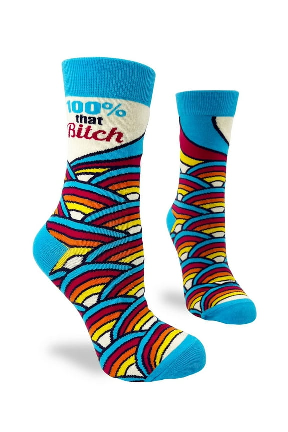 Novelty Crew Socks for Women 100 That B-tch