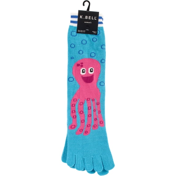 Novelty Crew Toe Socks - Pink Octopus