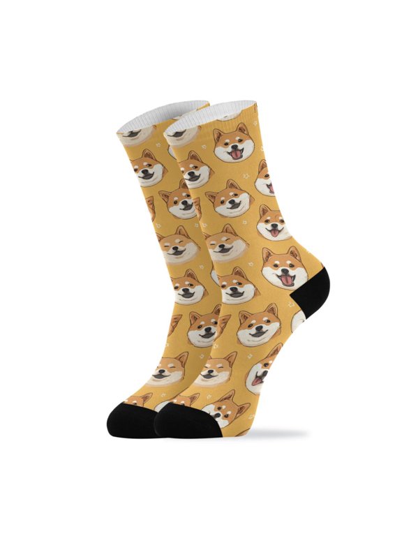 Novelty Cute Doge Crew Socks for Women Men Soft Stretchy Breathable Unisex Casual Socks One Size Funny Crazy Gift Socks