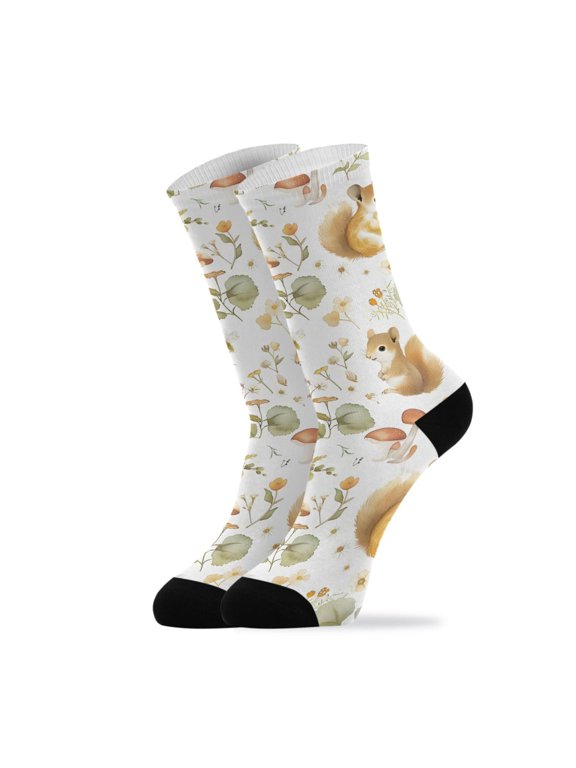 Novelty Cute Little Squirrel Crew Socks for Women Men Soft Stretchy Breathable Unisex Casual Socks One Size Funny Crazy Gift Socks