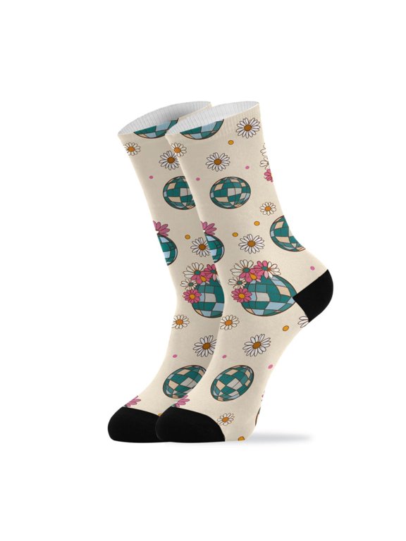 Novelty Daisy Colored Ball Crew Socks for Women Men Soft Stretchy Breathable Unisex Casual Socks One Size Funny Crazy Gift Socks