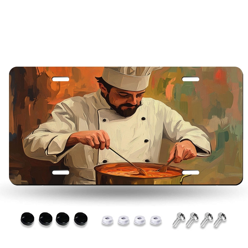 Novelty Decorative License Plate – The Focused Allure of a Chef at Work ...