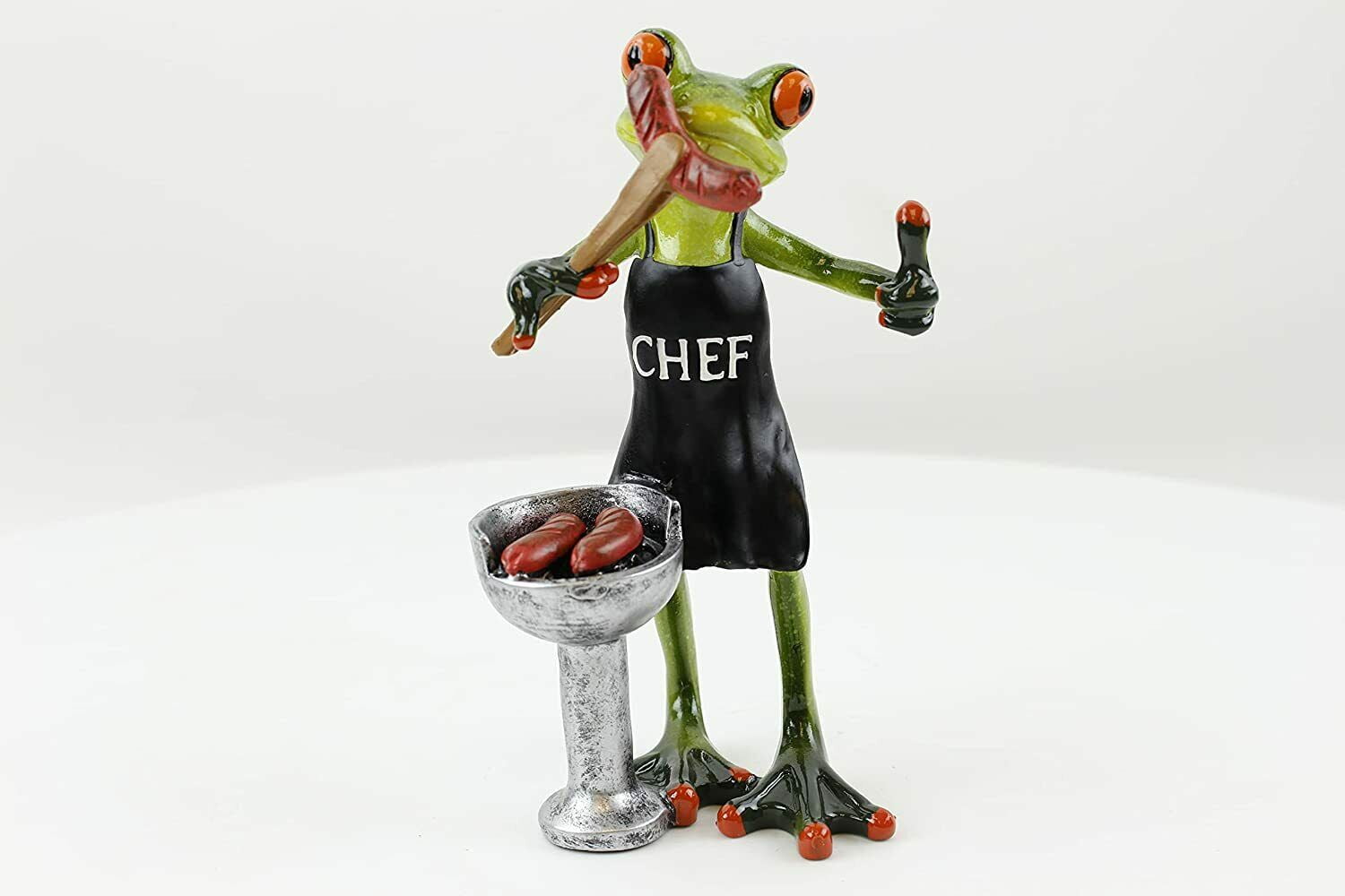Novelty Design Funny Frog Decor Master Chef Cook Yummy BBQ Sausage Shelf Display G16668
