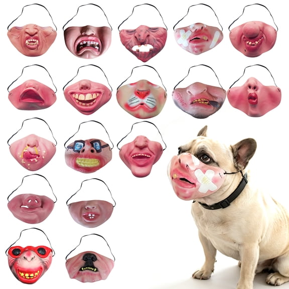 Novelty Dog Face Cover, Red and Pink Mask, Creepy Half Face Mask, Latex Mask, Stretchy Half Face Accessory with 7X4 in Size, Adjustable Elastic Strap Design Fits Most