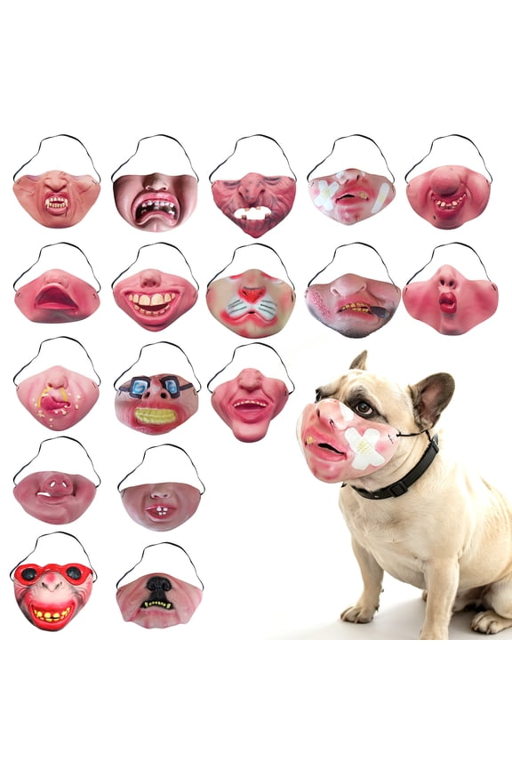 Novelty Dog Face Cover, Red and Pink Mask, Creepy Half Face Mask, Latex Mask, Stretchy Half Face Accessory with 7X4 in Size, Adjustable Elastic Strap Design Fits Most