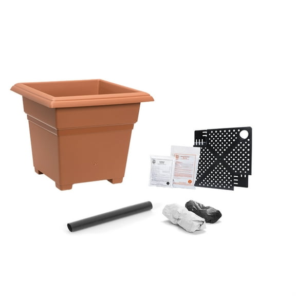 Novelty Earthbox Natural Root and Veg Garden Kit, Square, Terra Cotta Color, 18"