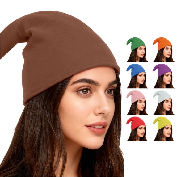 Novelty Elf Christmas Hat - Curled Tip Festive Beret with Bell for Holiday Party Celebration